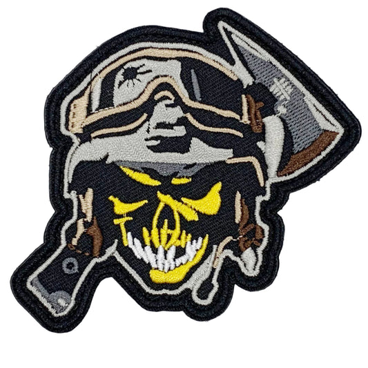 Warmonger Skull Patch Hook & Loop. Size: 9x9cm HOOK AND LOOP BACKED PATCH(BOTH PROVIDED) www.defenceqstore.com.au