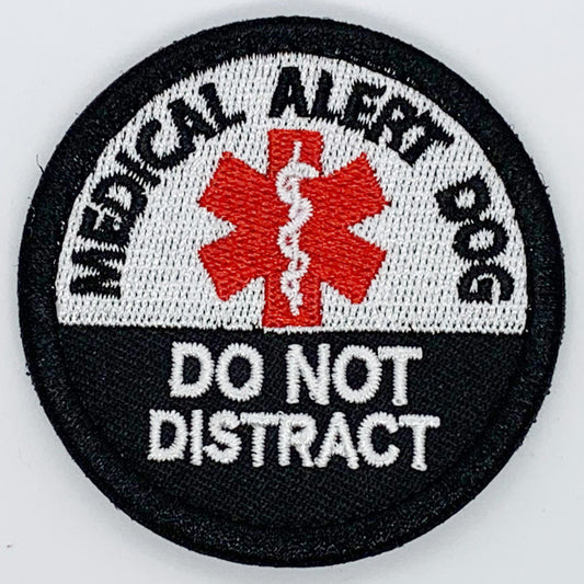 Medical Alert Dog Patch Hook & Loop. Size: 6cm HOOK AND LOOP BACKED PATCH(BOTH PROVIDED)