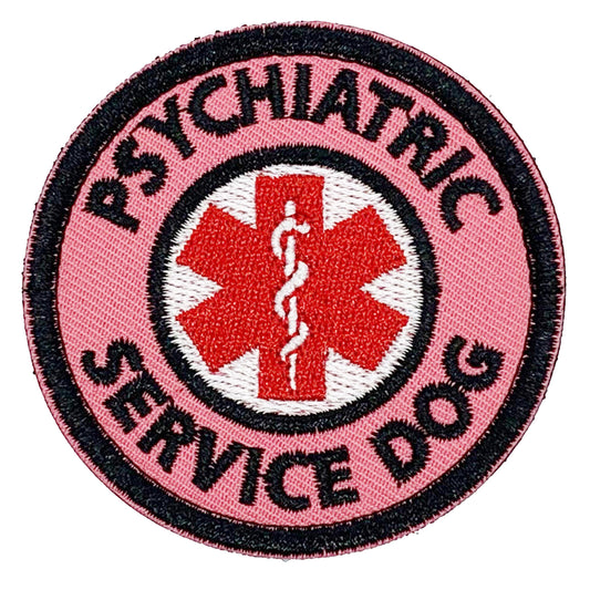 Psychiatric Service Dog Patch Hook & Loop.   Size: 6cm   HOOK AND LOOP BACKED PATCH(BOTH PROVIDED)