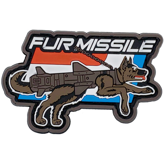 Fur Missile PVC Patch.   Size: 9x5.6cm www.defenceqstore.com.au