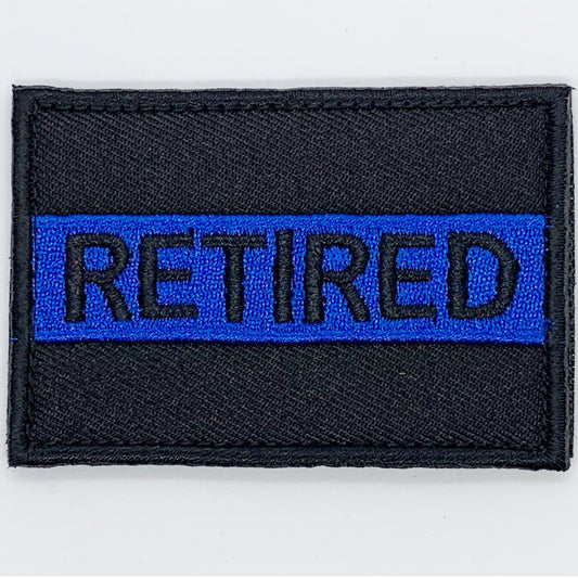 Retired Thin Blue Line Patch Hook & Loop.   Size: 8x5cm   HOOK AND LOOP BACKED PATCH(BOTH PROVIDED)