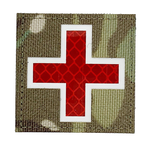 Red Cross Reflective Laser Cut Patch Hook & Loop.   Size: 5x5cm  HOOK AND LOOP BACKED PATCH(BOTH PROVIDED)
