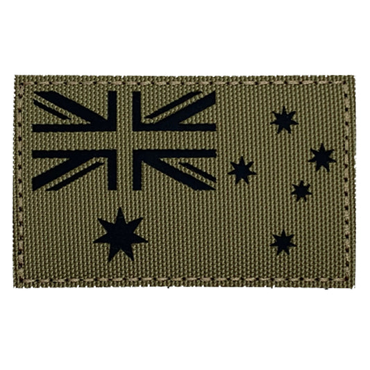 Australian Laser Cut Patch Hook & Loop Khaki  Genuine Coldura material  Size: 8x5cm   HOOK AND LOOP BACKED PATCH(BOTH PROVIDED)