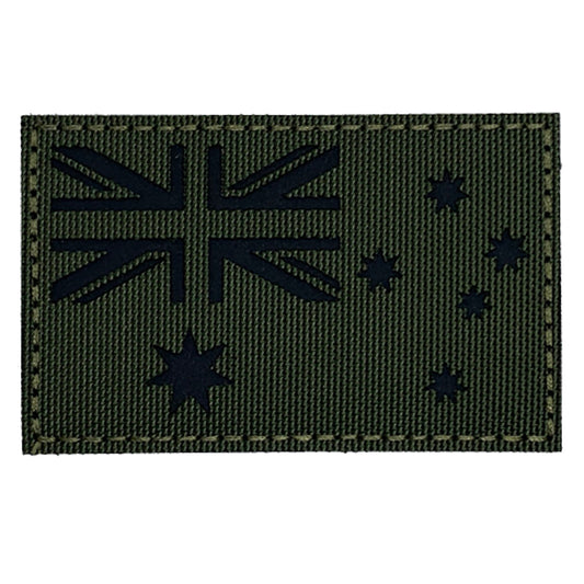Australian Laser Cut Patch Hook & Loop OD Green  Genuine Coldura material  Size: 8x5cm   HOOK AND LOOP BACKED PATCH(BOTH PROVIDED)