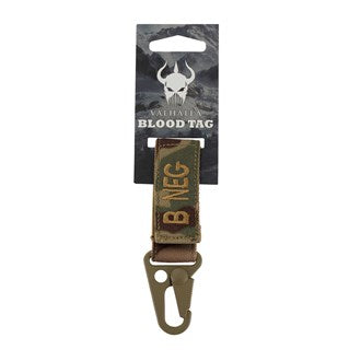 Available for the following blood types:  A+, A-, B+, B-, O+, O-, AB+, AB- The POS and NEG indications are spelled out on the key chains Use the velcro strap can for attaching the tag to your belt or webbing platforms Available in Multicam Low price points means you can buy the tag, take off the Snaphook and use it on your rifle sling