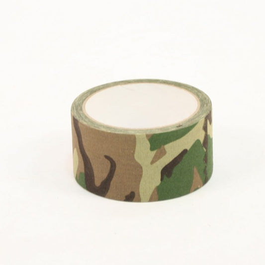 DEFENCE Q STORE CAMOUFLAGE CLOTH TAPE This Fabric Tape is elastic, structural self-adhesive with a width of 5cm. It is suitable for use on defence and cadet gear.  3 colours: Green, Woodland, Multicam Width: 5cm Elastic, structrual self-adhesive tape Ideal for covering torches, flasks or weapons Designed for defence personnel and cadets in mind Also suitable for fishing, hunting, hiking or paintball/gel blasters www.defenceqstore.com.au