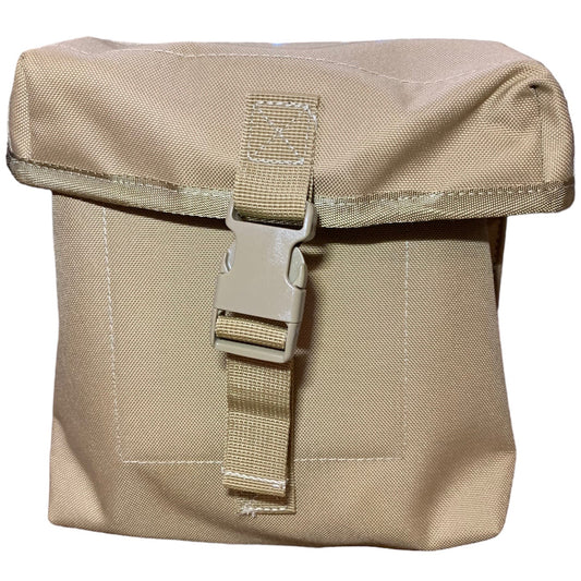 Minimi Pouch Khaki MOLLE fittings Top loading pouch Nylon webbing 900D fabric 2 coats PU coating Military specifications Nylon buckles Dimensions: 20x20x7cm www.defenceqstore.com.au