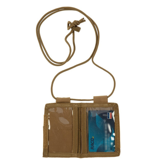 Opens up horizontally 1 x front PVC window for ID 1 x back pocket for cards and cash 2 X internal PVC windows for additional IDs 1 x Small pocket inside for cash 7.5cm w x 11.4cm h when closed 7.5cm w x 16cm h when opened Weight 50g Only in Black, Coyote Brown Khaki and MultiCam