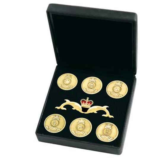 A stunning Oberon Class Submarines Medallion Set, order now from the military specialists. This set includes six 40mm medallions presented in sandblasted gold finish with the ships badges of the Oberon Class Submarines: HMAS Onslow, HMAS Orion, HMAS Otama, HMAS Otway, HM Specifications: Material: Sandblasted gold finish Colour: Brass Size: 40mm