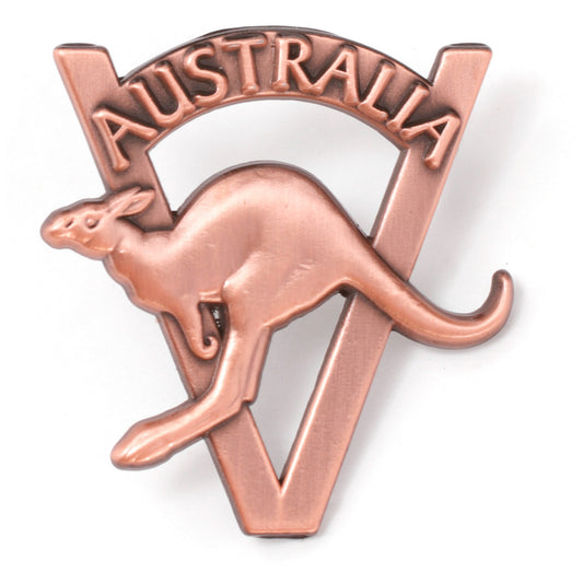 Recreated from the original victory penny sweetheart badges. This badge remembers 1945 and Australia's role in defeating tyranny in the Asia-Pacific region. www.defenceqstore.com.au