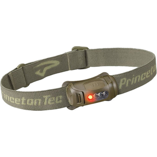 Lightweight, easy to use, and powered by widely available batteries, the olive drab Fred LED Headlamp from Princeton Tec lights your way during after-dark outdoor activity or around the house. It offers a 45-lumen white-light flood beam from three Ultrabright LEDs and light from a red Ultralight that helps preserve night-adjusted vision. www.defenceqstore.com.au