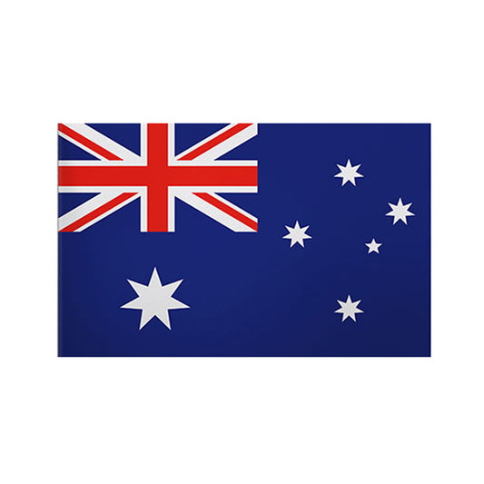 The Australian Flag, to wear to your next sporting event.  A blue field featuring the Union Jack in the upper hoist quarter or canton, the commonwealth star in the lower hoist canton and the southern cross constellation on the fly made up of one smaller five-pointed star and four larger seven pointed stars. First flown in Melbourne on 3rd Sept 1901.      120cm x 60cm     68D Polyester      Officially recognised as the Australian flag as of 1953 www.defenceqstore.com.au