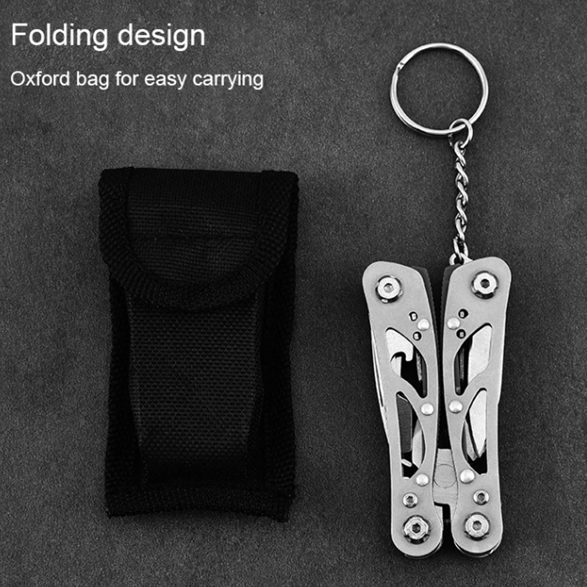 12 tools: pliers, wire cutters, large knife, small knife, cross & straight screwdriver, bottle opener, serration, vice, sharp scraper, nail file and Key ring. Compact folding design Pouch has belt loop www.defenceqstore.com.au