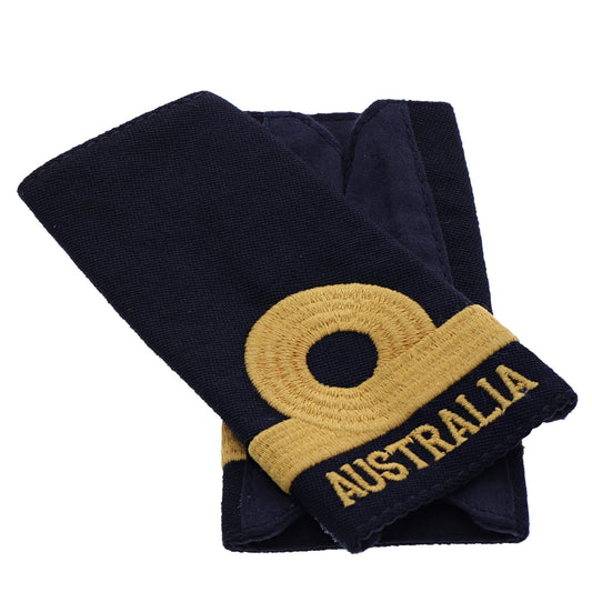 Order this quality Sub Lieutenant Soft Rank Insignia with embroidered detailing this set of two is ready for wear. Order your set now.  Specifications:      Material: Soft rank insignia, fabric, raised embroidery     Colour: Blue, gold     Size: Standard