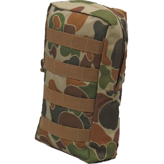 Fully MOLLE compatible  Drainage holes on the base  Heavy duty 900D 2 coats PU fabric  #10 rope pull zips  16x27x8cm