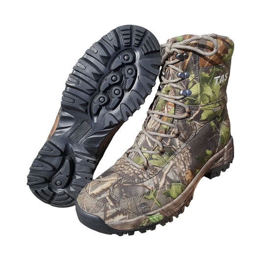 Tree camouflage boots which feature a kingtex waterproof breathable antibacterial treated padded liner  It also features a non marking sole, a padded removable inner sole and hard wearing tree cam outer fabric.  It is the perfect boot for keeping you comfortable and dry while camping, hiking or any outdoor adventures.