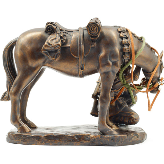 This cold cast bronze miniature figurine remembers the unique bond between men of the Australian Light Horse and their trusted Australian bred Waler mounts. www.defenceqstore.com.au