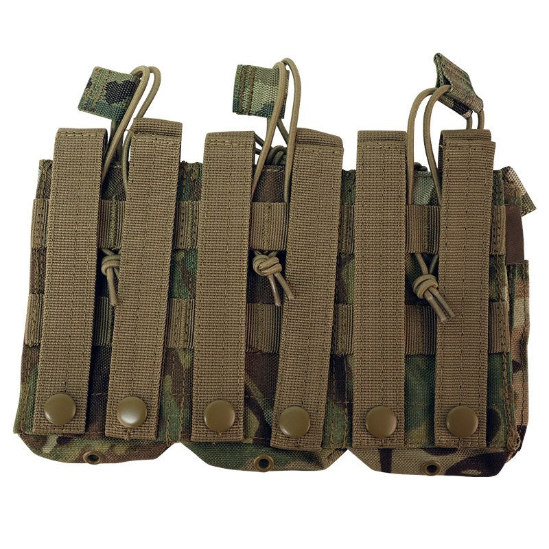 The Valhalla Triple Stacker Mag Pouch is effective and easy system to carry your magazines. It does this by utilizing an open-top design with elastic bungee cords with easy pull tabs to hold the mags in place. www.defenceqstore.com.au