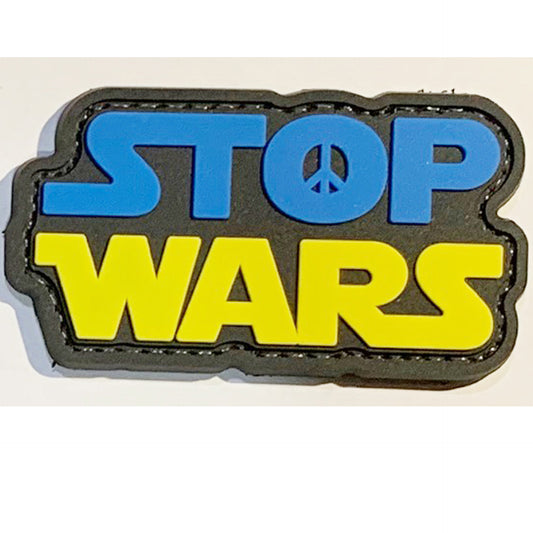 Ukraine Stop Wars PVC Patch, Velcro backed Badge. Great for attaching to your field gear, jackets, shirts, pants, jeans, hats or even create your own patch board.  Size: 7x4cm