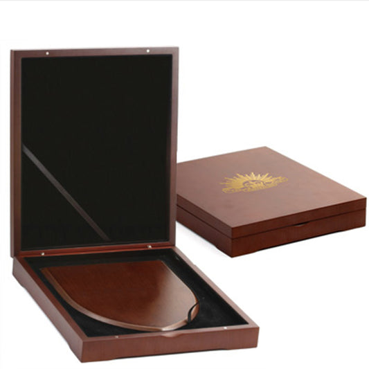 The Beautiful Army Plaque Presentation Box, order now and make you next presentation or gift extra special. This timber finish plaque box has a form cut black flock velvet inner base and padded flock velvet inner lid. Designed to create a quality presentation option for our range of shield plaques. Printed with the Army crest on the front. Box Size: 250mm x 210mm x 40mm www.defenceqstore.com.au