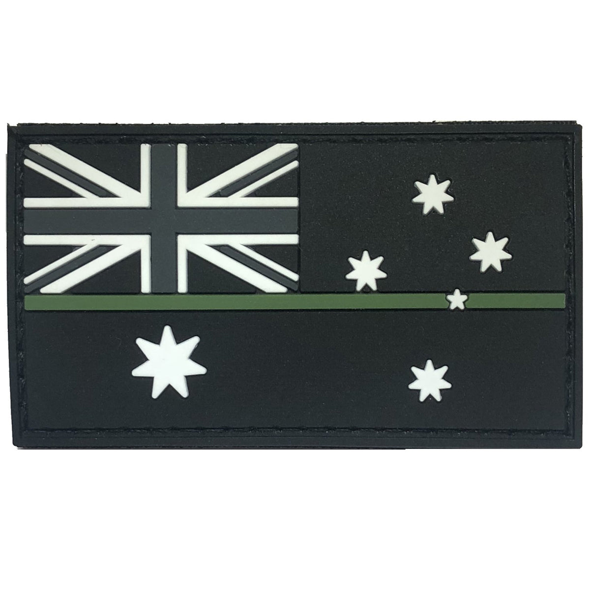 Australian Flag PVC Patch with Thin Green Line Great for attaching to your field gear, jackets, hats or even create your own patch board. Size: 8x5cm VELCRO BACKED
