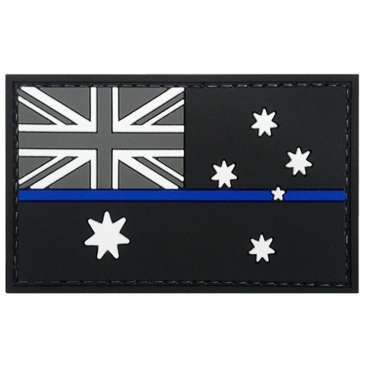 Australian Flag PVC Patch with Thin Blue Line Great for attaching to your field gear, jackets, hats or even create your own patch board. Size: 8x5cm VELCRO BACKED