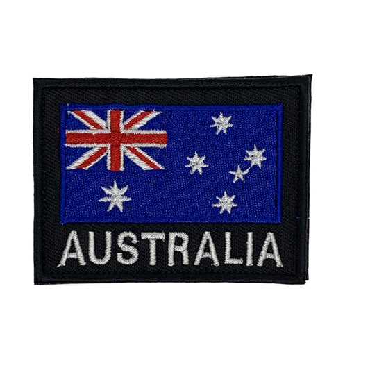 Australian Flag Black Patch Comes with hook and loop Size: 7.5cm x 5.5cm www.defenceqstore.com.au