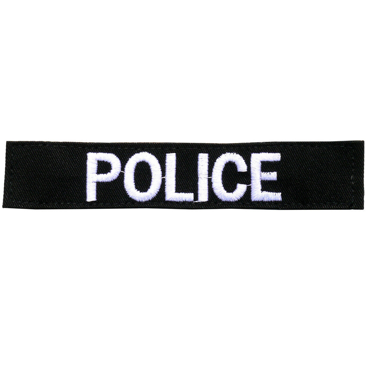 Name tag in black material, size is 2.5cm x 15cm, lettering is 1.5cm in height.  All embroidery is done in upper case letters only as a FYI.  These are great for cadets, police and other public service departments.  Don't forget you can even add the velcro backing and use them on your field gear or even dog vests. www.defenceqstore.com.au