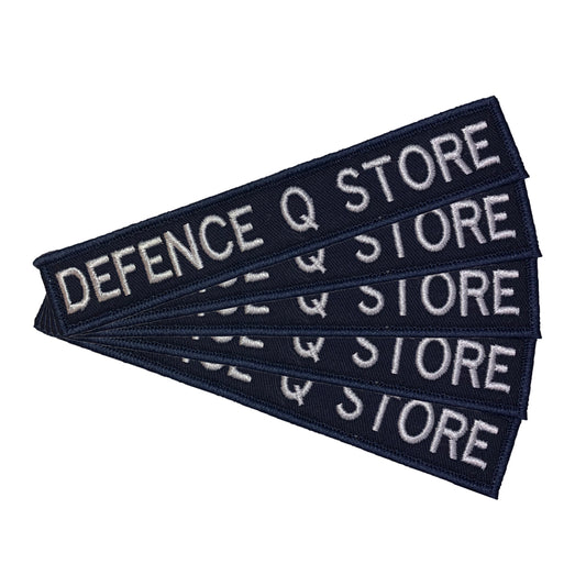 Name tag in blue material, size is 2.5cm x 15cm, lettering is 1.5cm in height. All embroidery is done in upper case letters only as a FYI. These are great for cadets, police and other public service departments. Don't forget you can even add the velcro backing and use them on your field gear or even dog vests. Made on the Gold Coast, please support Australian made www.defenceqstore.com.au