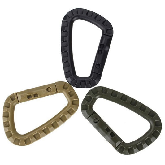These firm carabiners are very practical and helpful equipment items. The hanging and securing of equipment works easy. Material: ABS plastic Anti-sliding design Weight: 45g www.defenceqstore.com.au