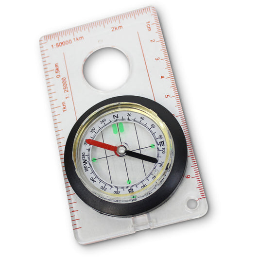 This liquid filled compass will get you from A to B with ease.  If X marks the spot, this will get you there. Great for mountaineering, orienteering and camping.   Liquid filled Clear measuring grid Lanyard for easy carry 11 x 6.5 cm www.defenceqstore.com.au
