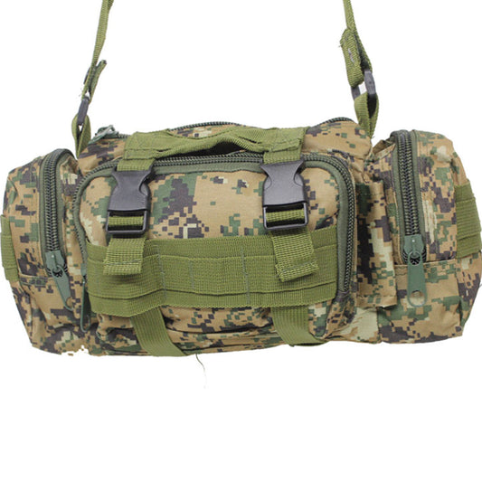 Multi-purpose bum bag  Side and front pockets  MOLLE fitting  Top compression strap/handle  Main Compartment  Heavy duty 900D fabric  5LT capacity www.defenceqstore.com.au