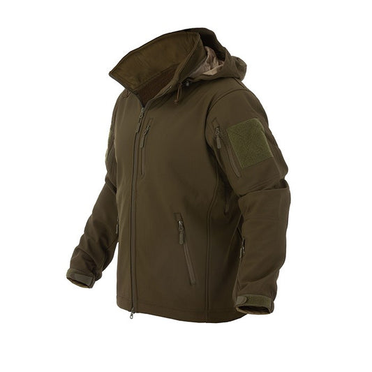 The Valhalla Summit soft shell jacket is designed for comfort and utility. The three-layer integrated shell with its water resistant fabrics wicks moisture while maintaining body heat. Equipped with underarm vents for temperature control, reinforcement on the forearms, and multiple pockets for utility and storage (it also includes a phone pocket with headphones port) make the jacket comfortable and versatile.