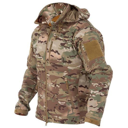 Ideal for those cold nights out field, kicking in doors or just hanging with mates.  The Valhalla Summit soft shell jacket is designed for comfort and utility. The three-layer integrated shell with its water resistant fabrics wicks moisture while maintaining body heat. Equipped with underarm vents for temperature control, reinforcement on the forearms, and multiple pockets for utility and storage (it also includes a phone pocket with headphones port) make the jacket comfortable and versatile.