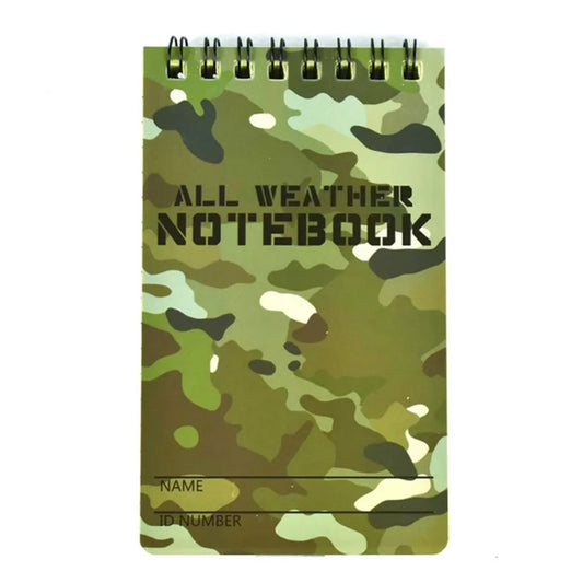 Multicam All Weather Notebook 7.5X13CM Double sided usage of paper Approximately 50 pages Can be used as graph paper www.defenceqstore.com.au