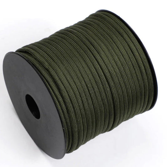 This 8 strand olive green para cord is strength tested to 200kg and ready for the next time you go out field.  Specifications:      Material: 8 strand hoochie cord     Colour: Olive green     Size: 100m, 200kg strength tested     Sold Per Meter www.defenceqstore.com.au