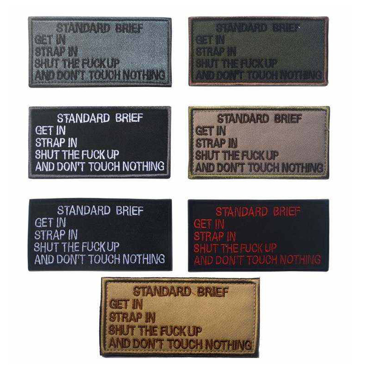 Standard Brief Patch Hook & Loop. x7 Different Styles Size: 10x5cm HOOK AND LOOP BACKED PATCH(BOTH PROVIDED) www.defenceqstore.com.au
