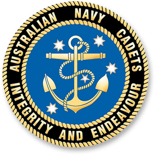 Australian Navy Cadets (ANC) medallion. Displayed on a presentation card. This spectacular 48mm full colour enamel medallion will start conversations wherever you show it or hand it out.