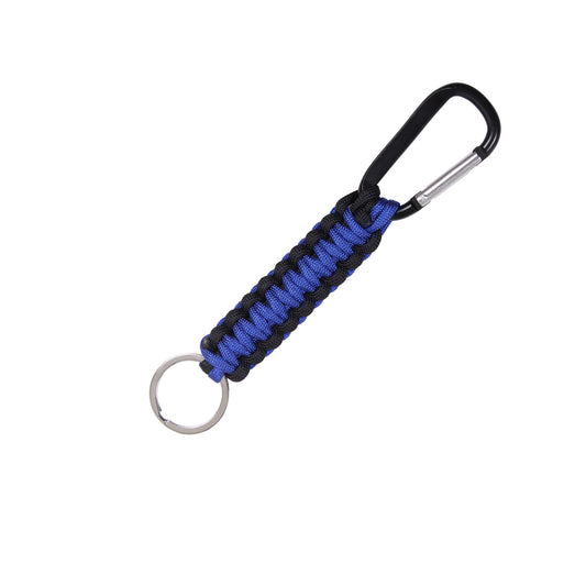 Thin Blue Line Paracord Keychain With Carabiner is the perfect way to show your support for the police and law enforcement officials.  Paracord Keychain That Features A Thin Blue Line Design Metal Split Ring On One End And Carabiner On Other End 9cm In Length And Unraveled Cord Length Is 1.4 Meter The Thin Blue Line Shows Respect And Support For Police And Law Enforcement Officials www.defenceqstore.com.au