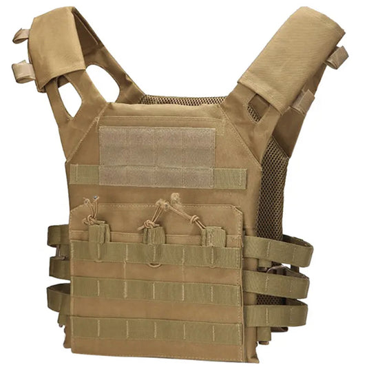 600D Oxford Body Armour PVC Coating Adjustable for most body types, shoulder and waist can be adjusted to fit your style Foam boards in both front and rear of the vest(board size is 30.5x24cm) Great for Military, cadets, airsoft and other outdoor activities www.defenceqstore.com.au