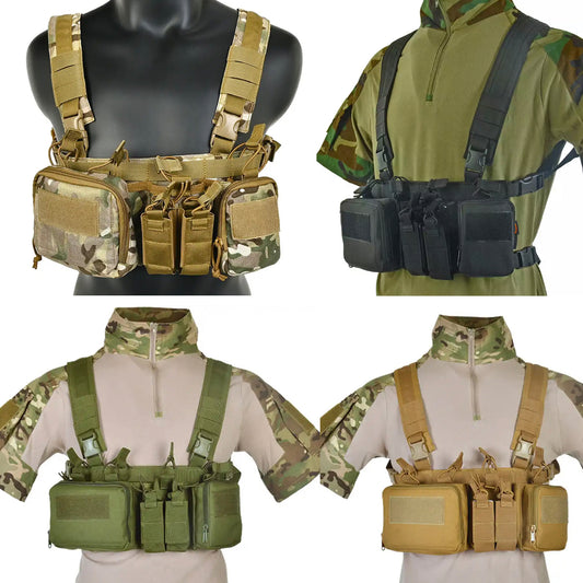 Defence Q Store Chest Rig X Harness The multi-functional assault MOLLE system combat vest is made of 600D waterproof oxford cloth.  The fabric has high precision and strong functionality which is more suitable for outdoor activities. Great for Military, cadets, airsoft and other outdoor activities www.defenceqstore.com.au