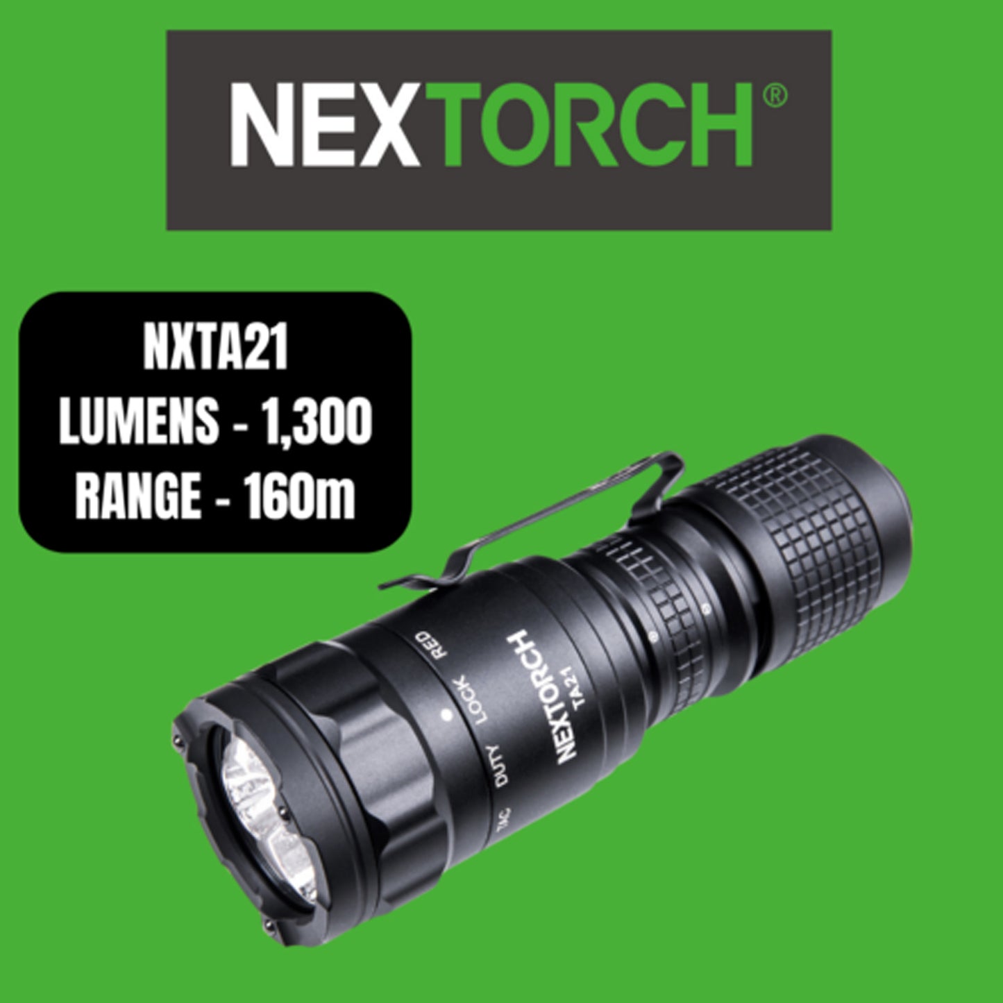The NEXTORCH TA21 is a compact, high-performance tactical flashlight designed for the every day use of law enforcement professionals and tactical operators. This EDC-ready flashlight is built like the popular TA20 and delivers a powerful 1300 lumen beam with a 160-meter max beam distance www.defenceqstore.com.au