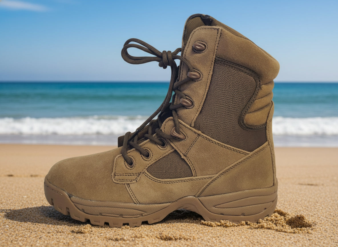 Discover the next generation of tactical footwear with the Army Cadet Tactical Kangaroo Boot. This metal-free design makes it perfect for scouts, army cadets, metal detector operators, and enthusiasts of paintball or gel blaster activities. www.defenceqstore.com.au