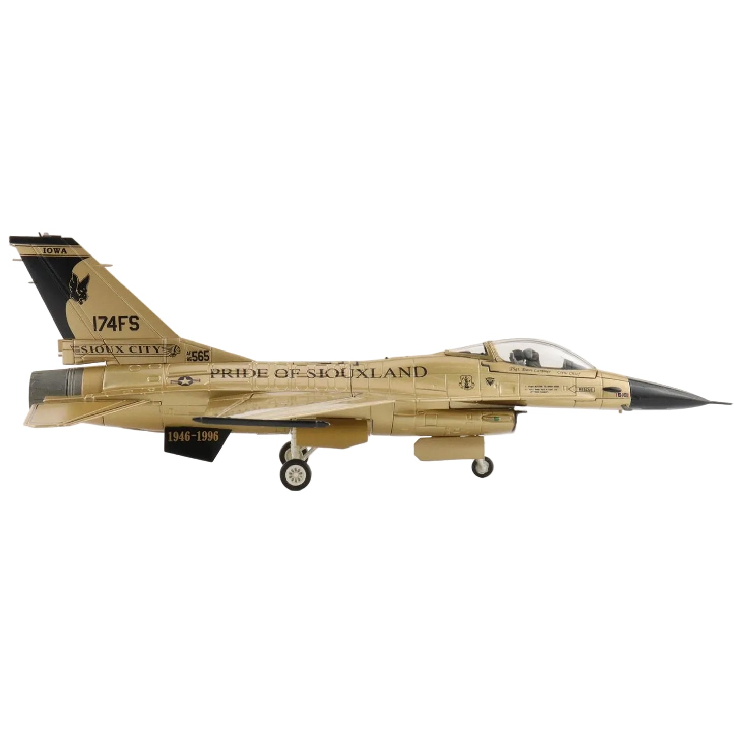 1/72 F-16A "Golden Bat Viper" 85-1565 185 ARW Iowa ANG 2022 by Hobby Master delivers modern fighter jet display impact for military aviation collectors and 1:72 scale lineups. www.defenceqstore.com.au