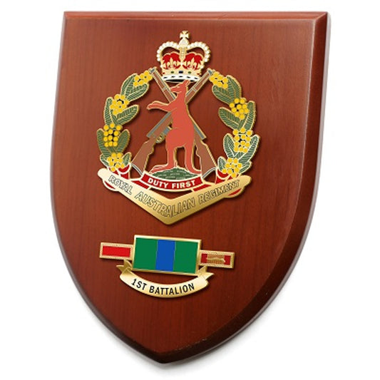 The Exceptional 1st Battalion Royal Australian Regiment (1RAR) Plaque is now available for order. This exquisite plaque showcases a stunning 2 part full colour enamel design, elegantly displayed on a 200x160mm timber finish shield. www.defenceqstore.com.au
