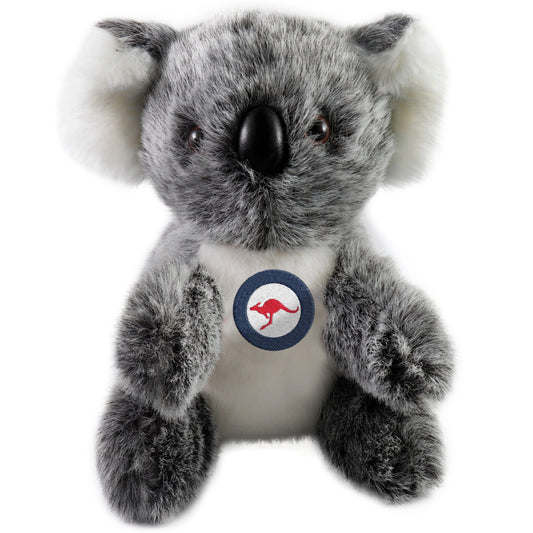 The Introducing our delightful Air Force Koala Bear is a charming embodiment of Australian aviation pride and a heartwarming companion for our dedicated Air Force personnel. This adorable plush bear features an exclusive design, showcasing the distinguished Australian Air Force logo expertly embroidered on its chest. www.defenceqstore.com.au