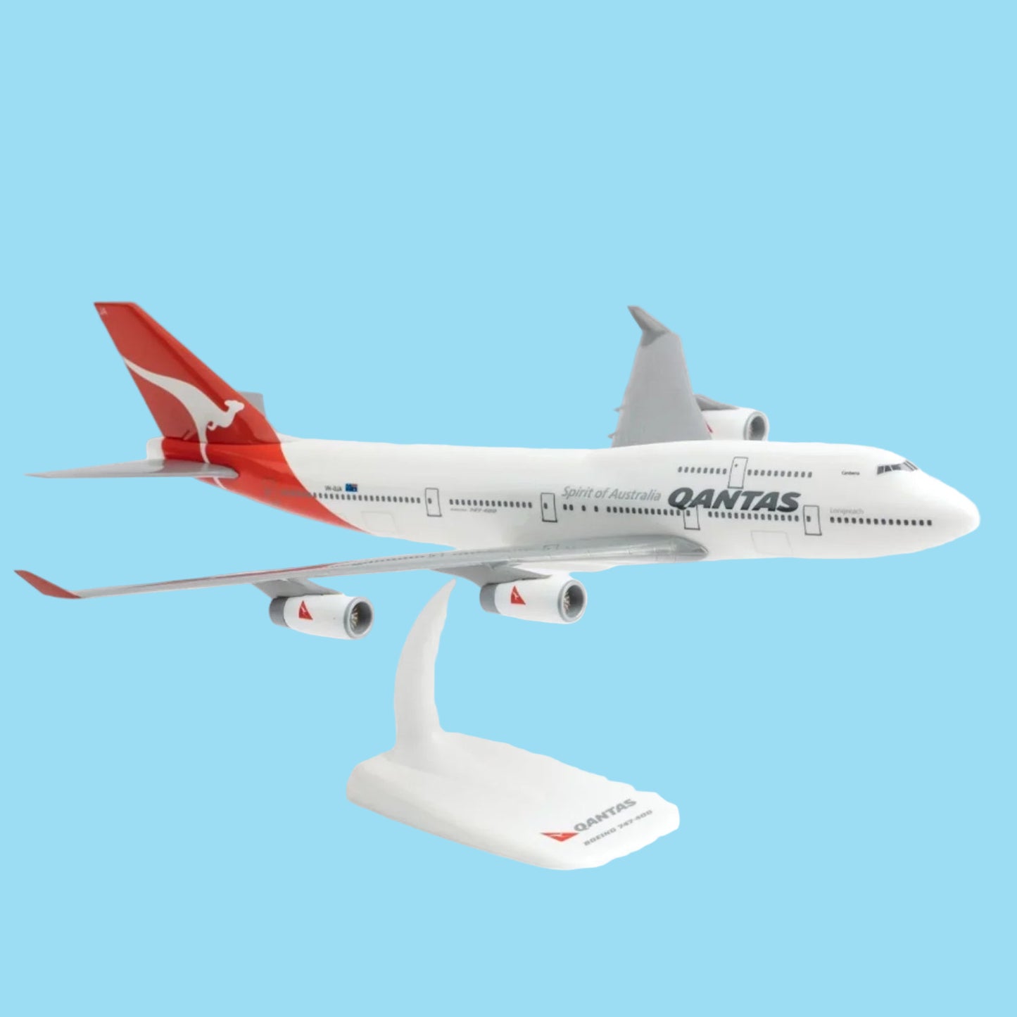 Relive Qantas's iconic heritage with this nostalgic 1/250 scale B747-400 from PPC, featuring the airline's classic vintage livery. This beautifully crafted collectible celebrates the legendary "Queen of the Skies" in the colours that defined an era of international aviation prestige, rendered with authentic period detail. www.defenceqstore.com.au