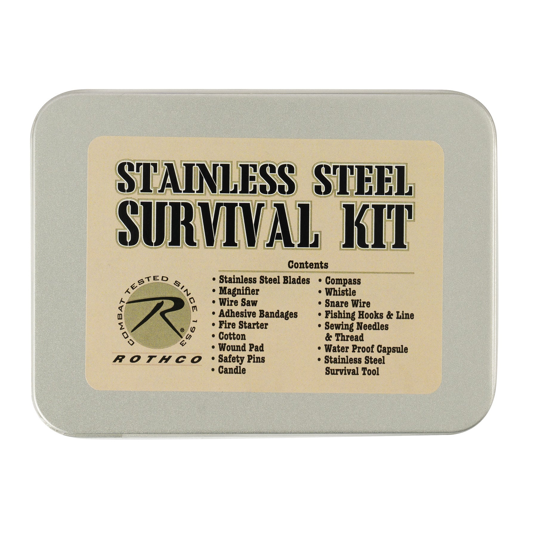 Rothco’s Pocket Size Survival Kit is an essential companion for any outdoor adventure or emergency situation, packed with crucial tools in a compact and portable tin. The kit includes everything you need to handle a wide range of survival tasks, from starting a fire with the magnesium fire starter to navigating with the built-in compass. www.defenceqstore.com.au
