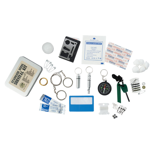 Rothco’s Pocket Size Survival Kit is an essential companion for any outdoor adventure or emergency situation, packed with crucial tools in a compact and portable tin. The kit includes everything you need to handle a wide range of survival tasks, from starting a fire with the magnesium fire starter to navigating with the built-in compass. www.defenceqstore.com.au
