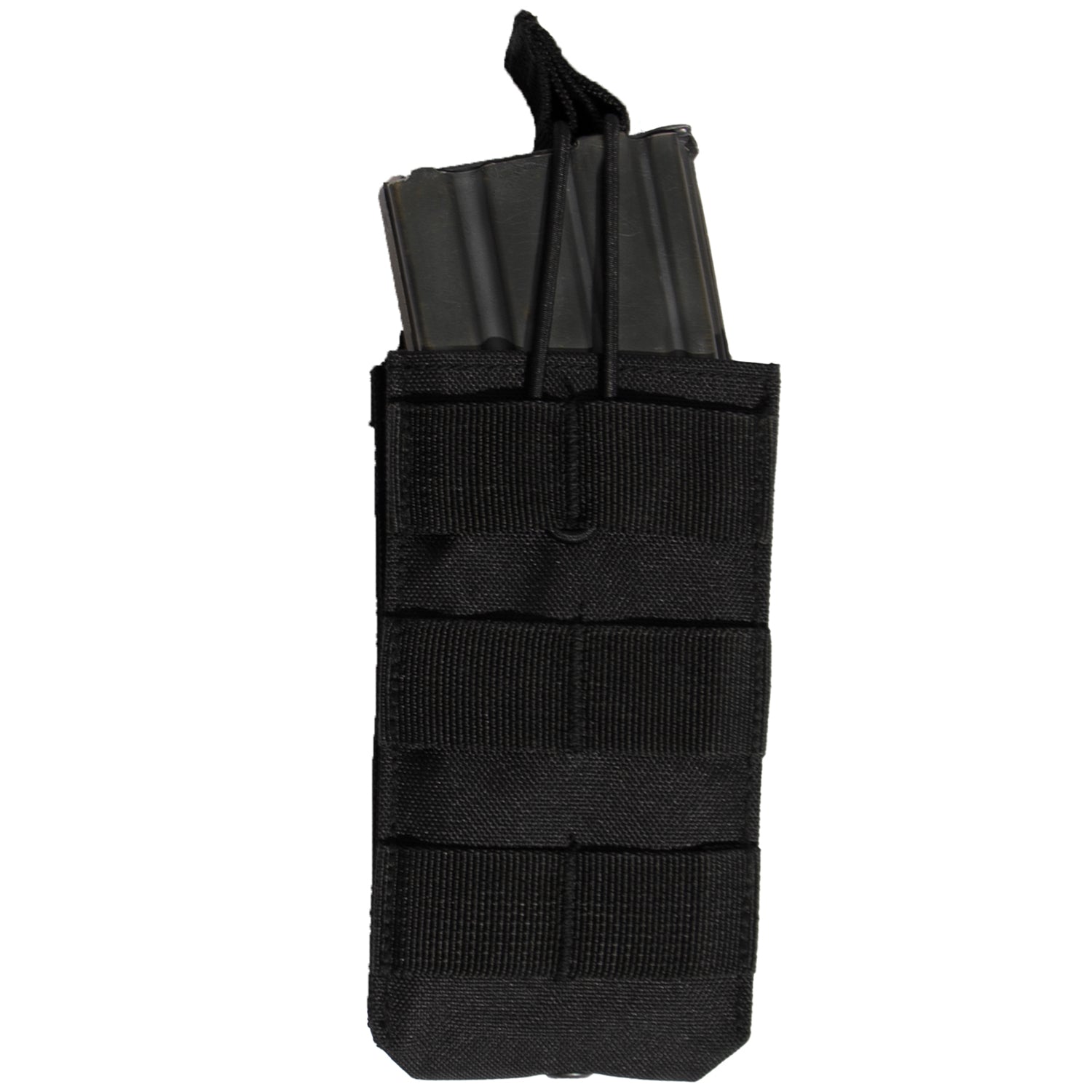 The MOLLE Open Top Single Mag Pouch fits most standard sized rifle magazines and features two MOLLE clips on the back for mounting on tactical vests. The tactical magazine pouch measures 3.75 inches X 5.5 inches X 1.25 inches. www.defenceqstore.com.au